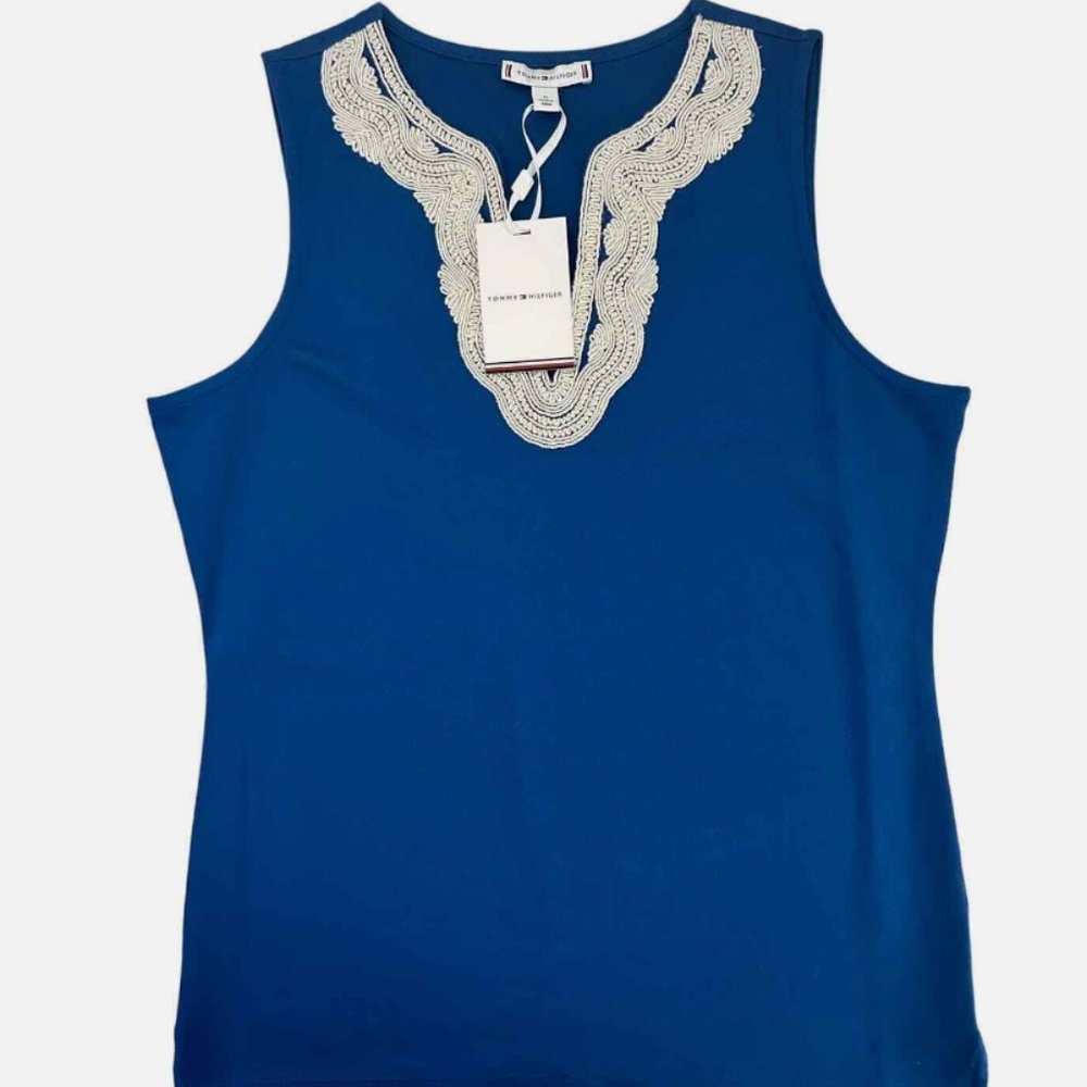 NWT Tommy Hilfiger Women’s Blue Tank with embroidery Size M